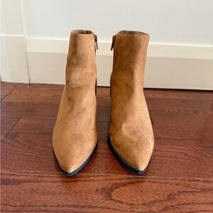 Women's Tan Suede Pointed-Toe Ankle Boots